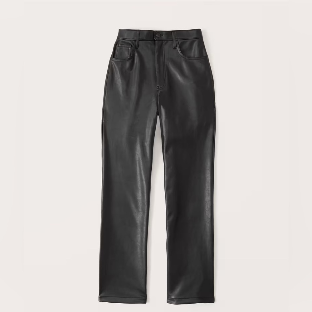 Abercrombie the 90’s straight ultra high rise vegan leather pants